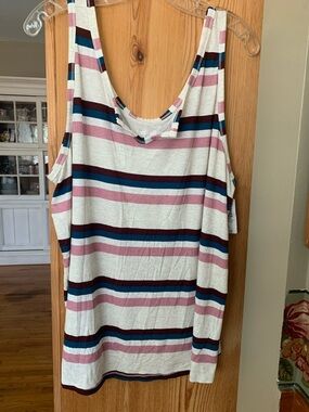 torrid Cream Tank with Pink, Teal & Navy Stripes
